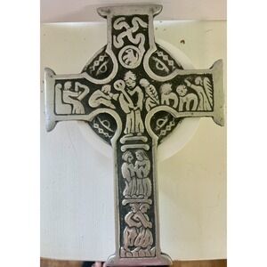 Vintage Mid Century Modern Religious Cross Cast Aluminum Wall Art 12"